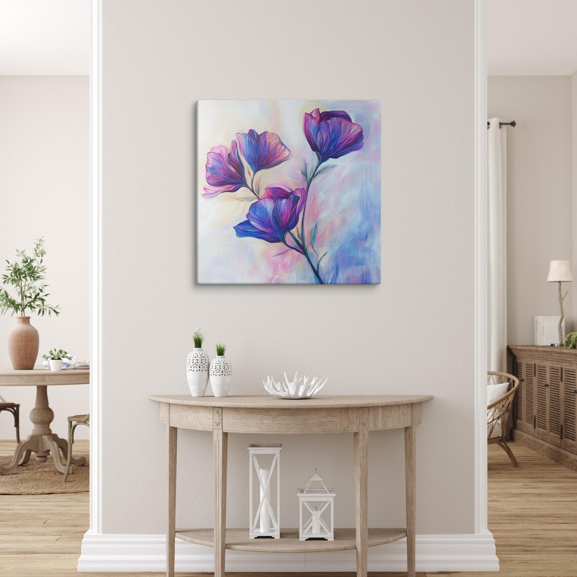 Purple Poppy Blooms Dreamy Soft Pastel Floral Painting Print - Image 5