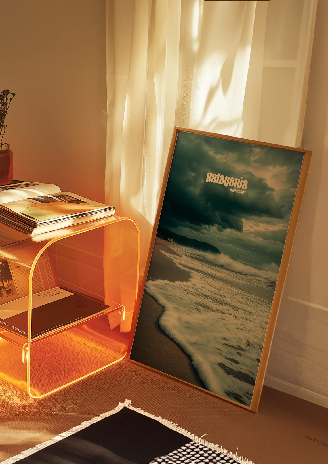 Patagonia Winter 1986 Stormy Beach Poster with Dramatic Clouds - Image 3