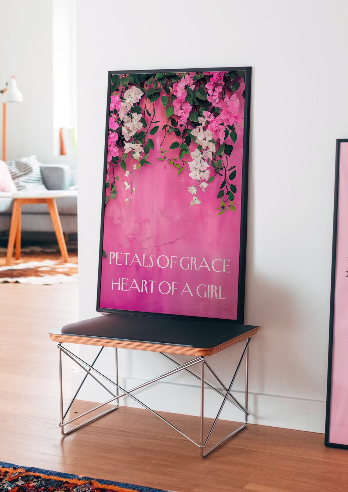 Petals of Grace Heart of a Girl Pink Floral Quote Decor Poster - Image 4
