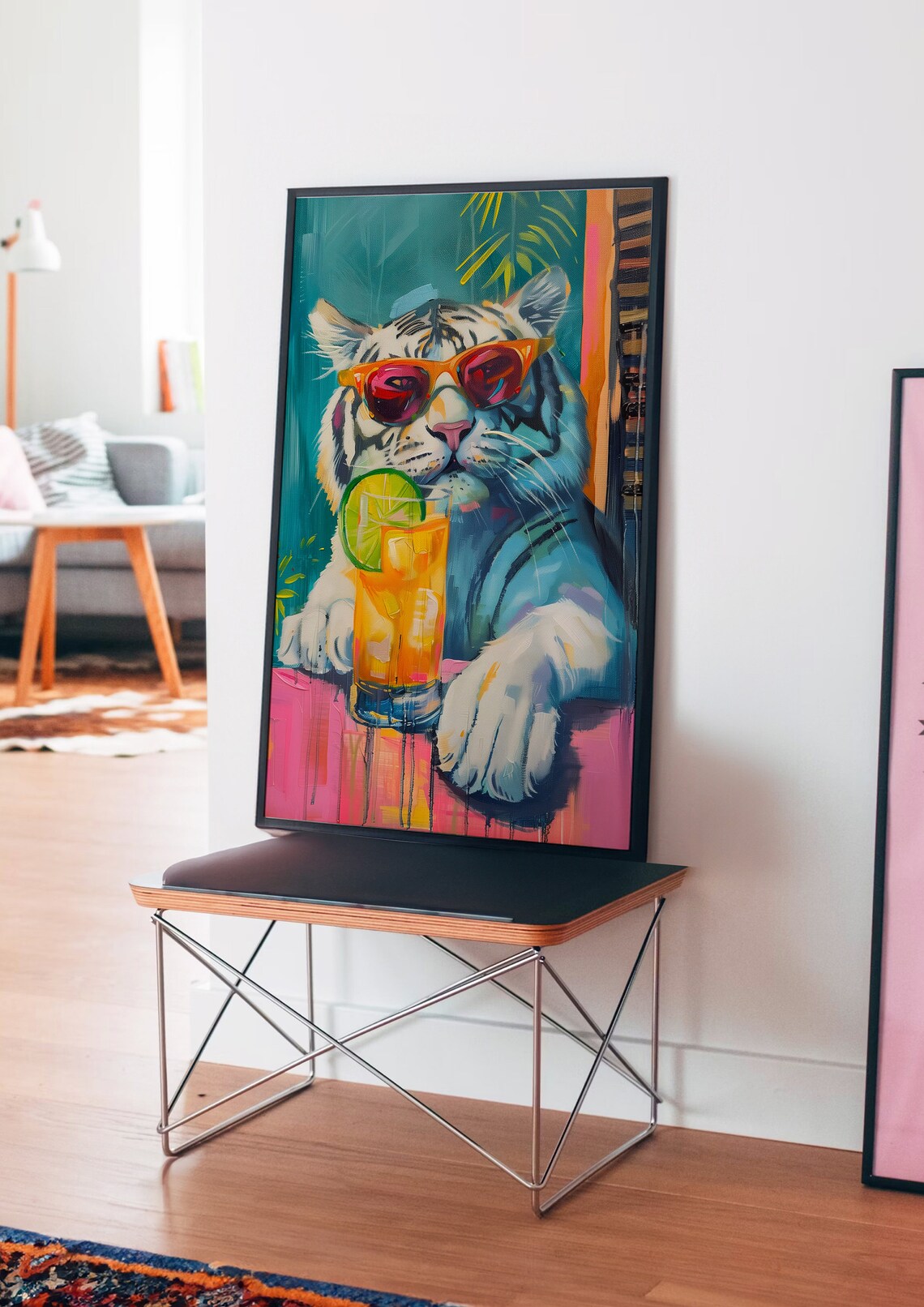 Tiger Sunglasses Cocktail Summer Fun Party Animal Art Poster - Image 4