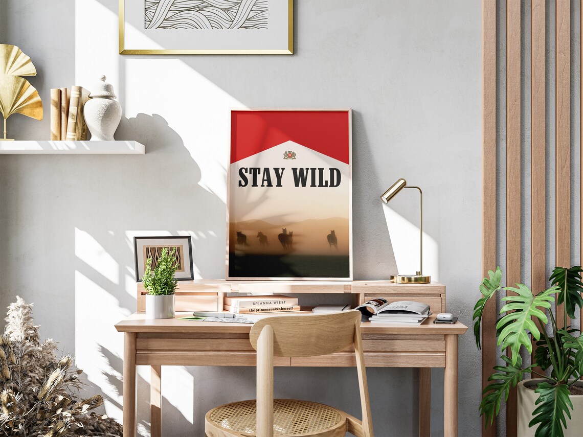 Stay Wild Horses Western Dust Typography Motivational Art Poster - Image 4