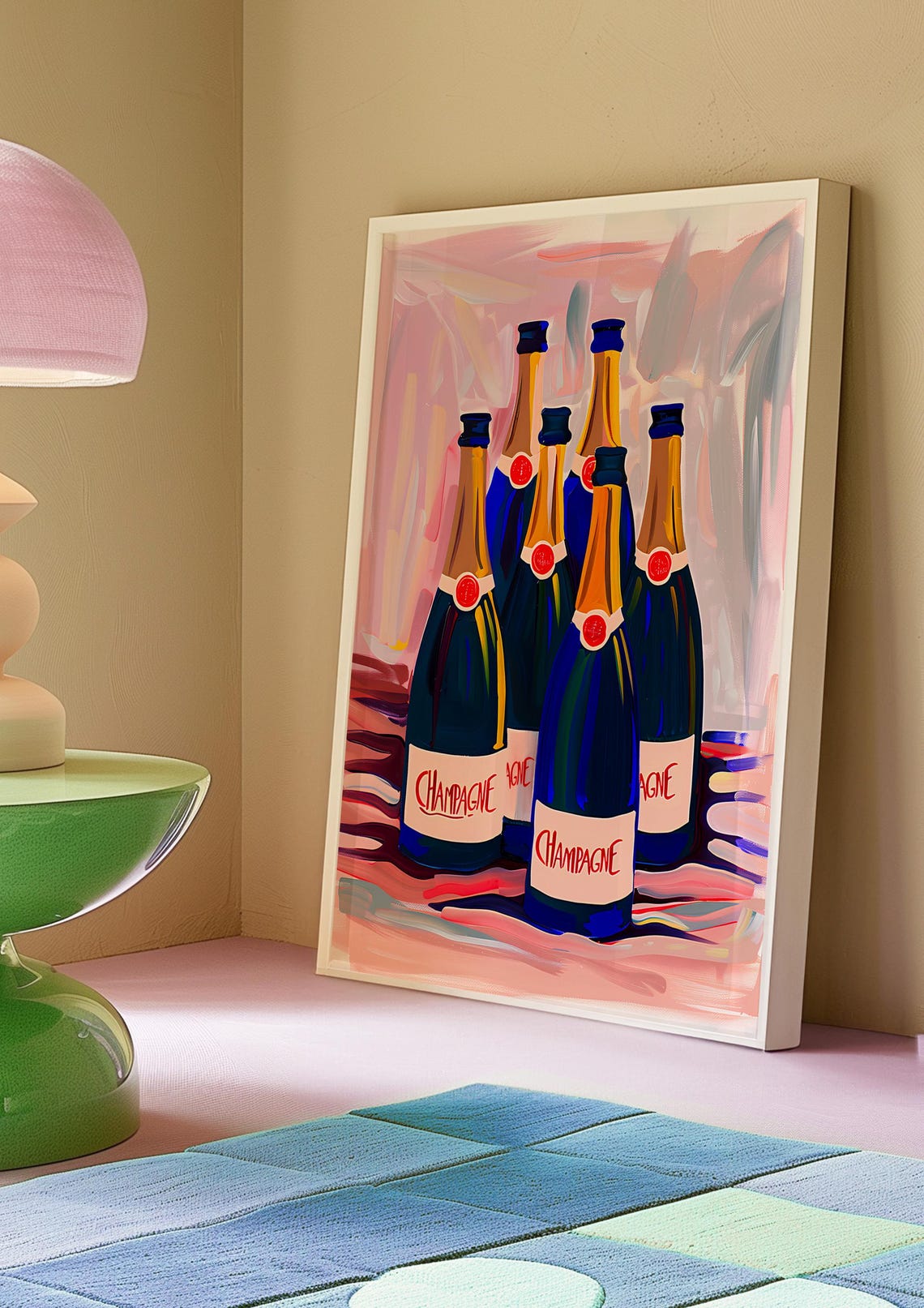 Seven Champagne Bottles Festive Celebration Still Life Art Poster - Image 2