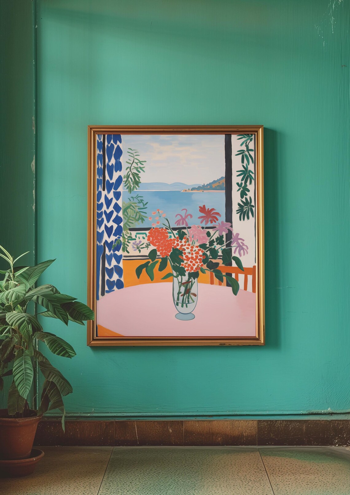 Matisse-Inspired Flowers by the Sea Art Print - Image 2
