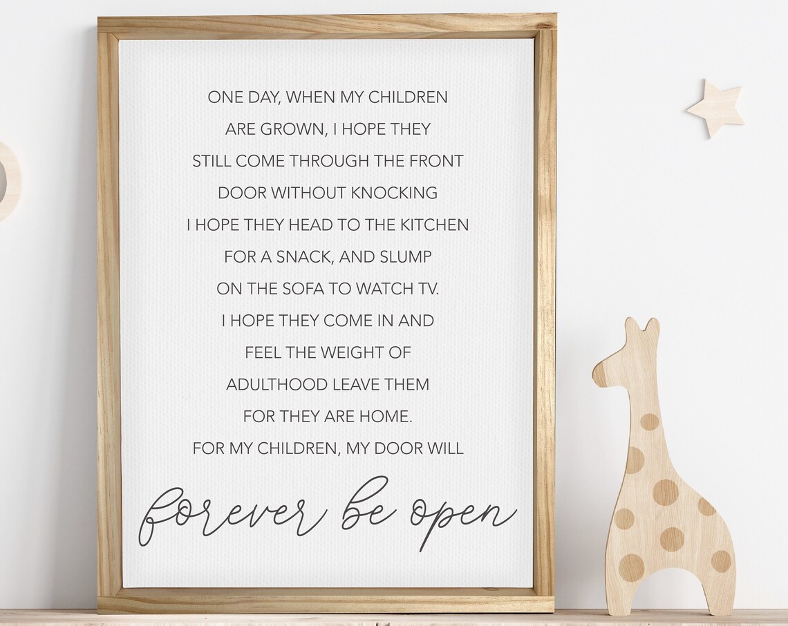 One Day When My Children Are Grown Family Poem Framed Poster