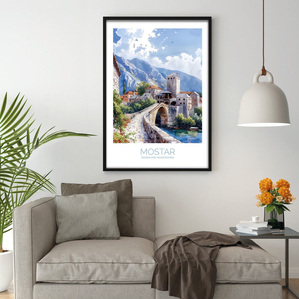 Mostar Bridge Travel Poster, Bosnia and Herzegovina - Image 2