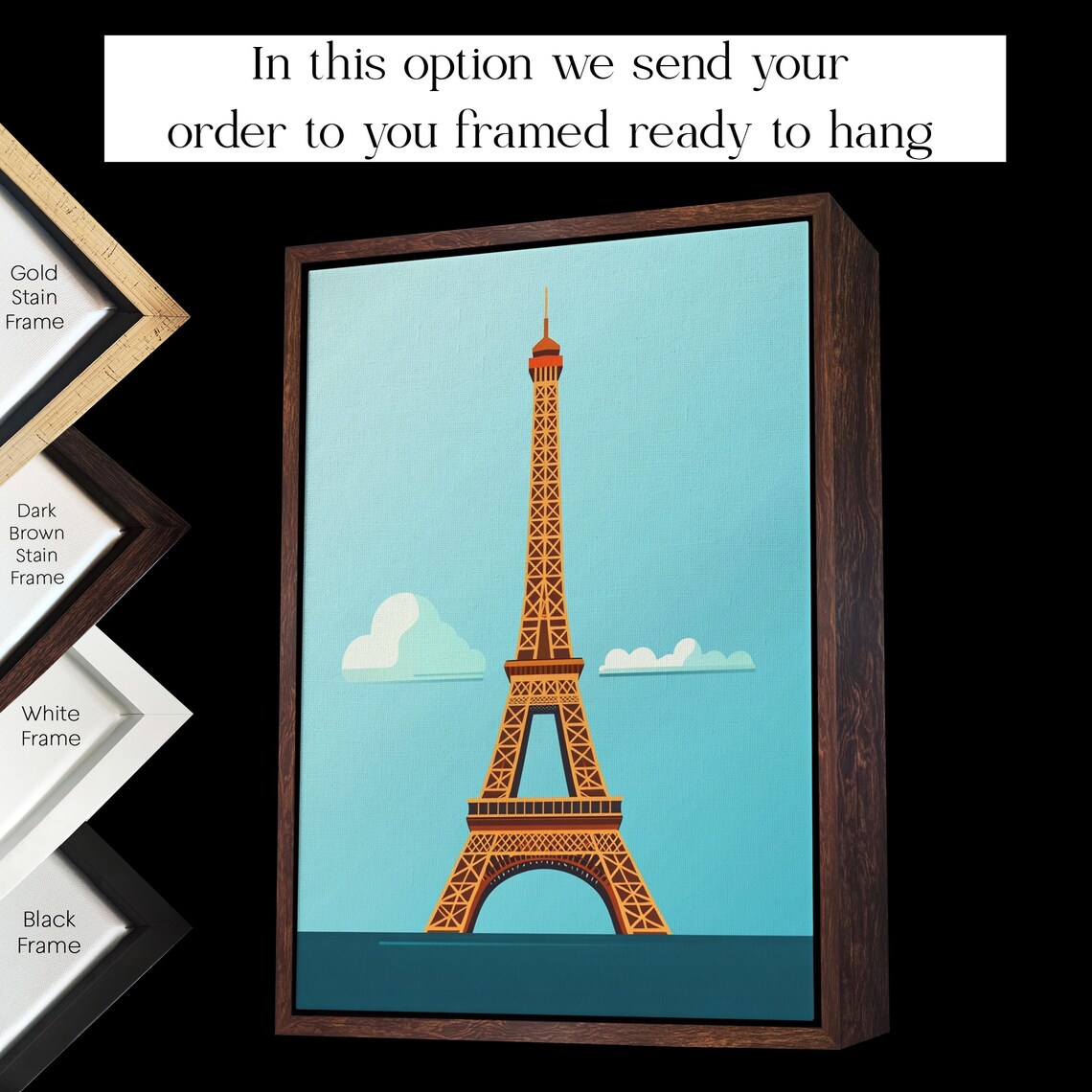 Minimalist Eiffel Tower Blue Paris Travel City Landmark Poster - Image 2