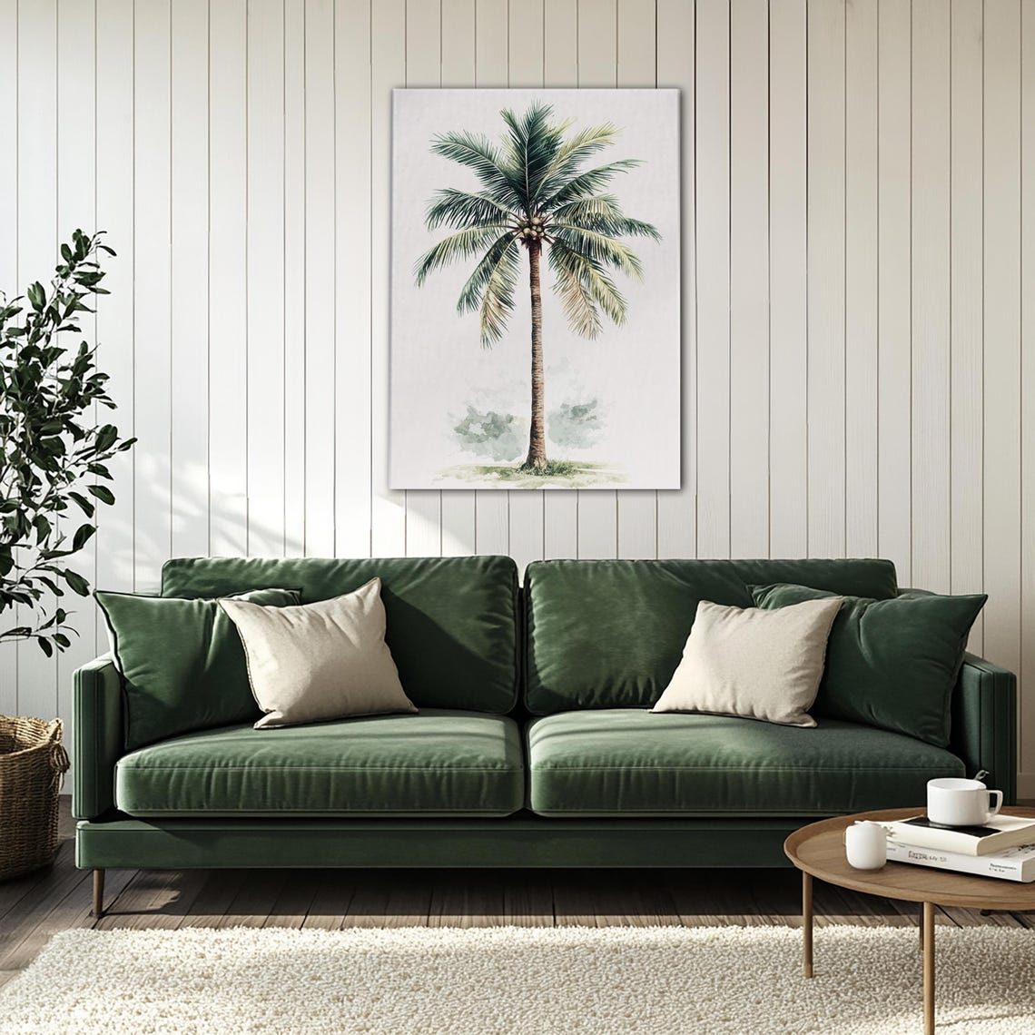 Single Coconut Palm Tree Watercolor Beach Tropical Island Poster - Image 4