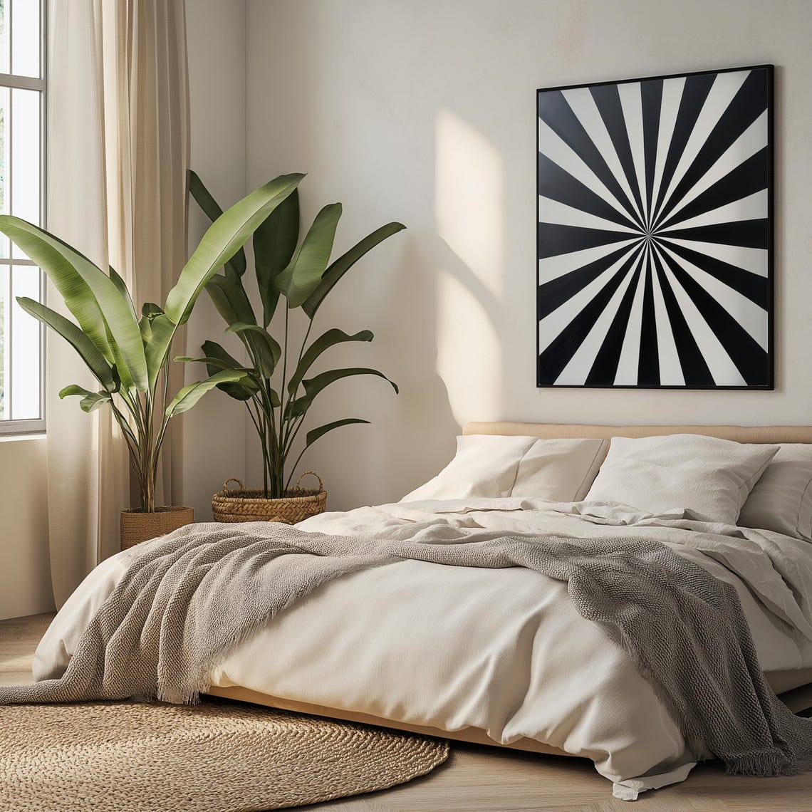 Black White Sunburst Rays Optical Illusion Bold Graphic Art Poster - Image 5