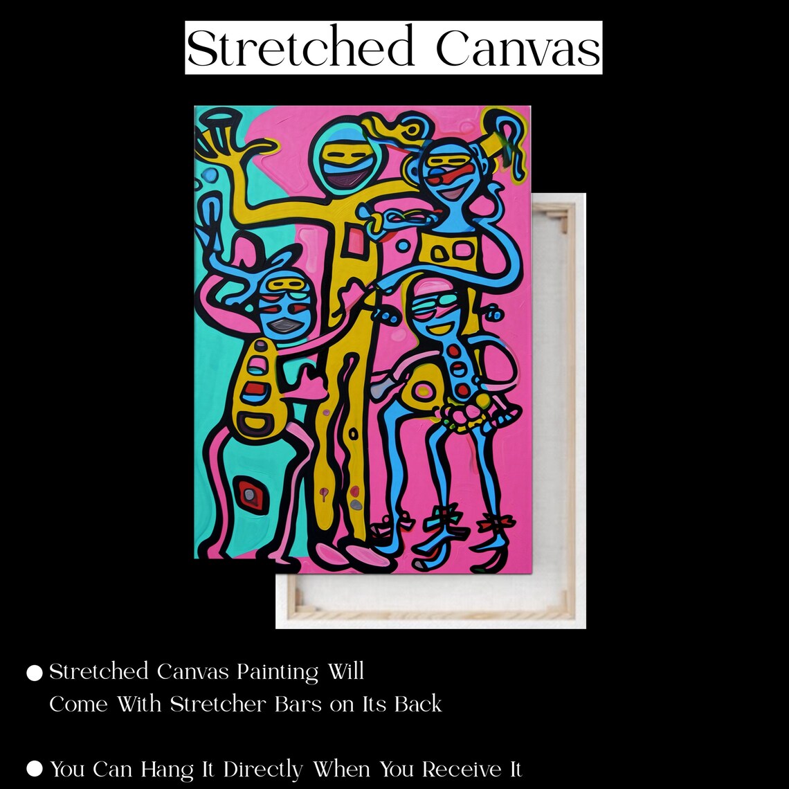 Colorful Happy Family Figures Pop Line Art Modern Joyful Poster - Image 2