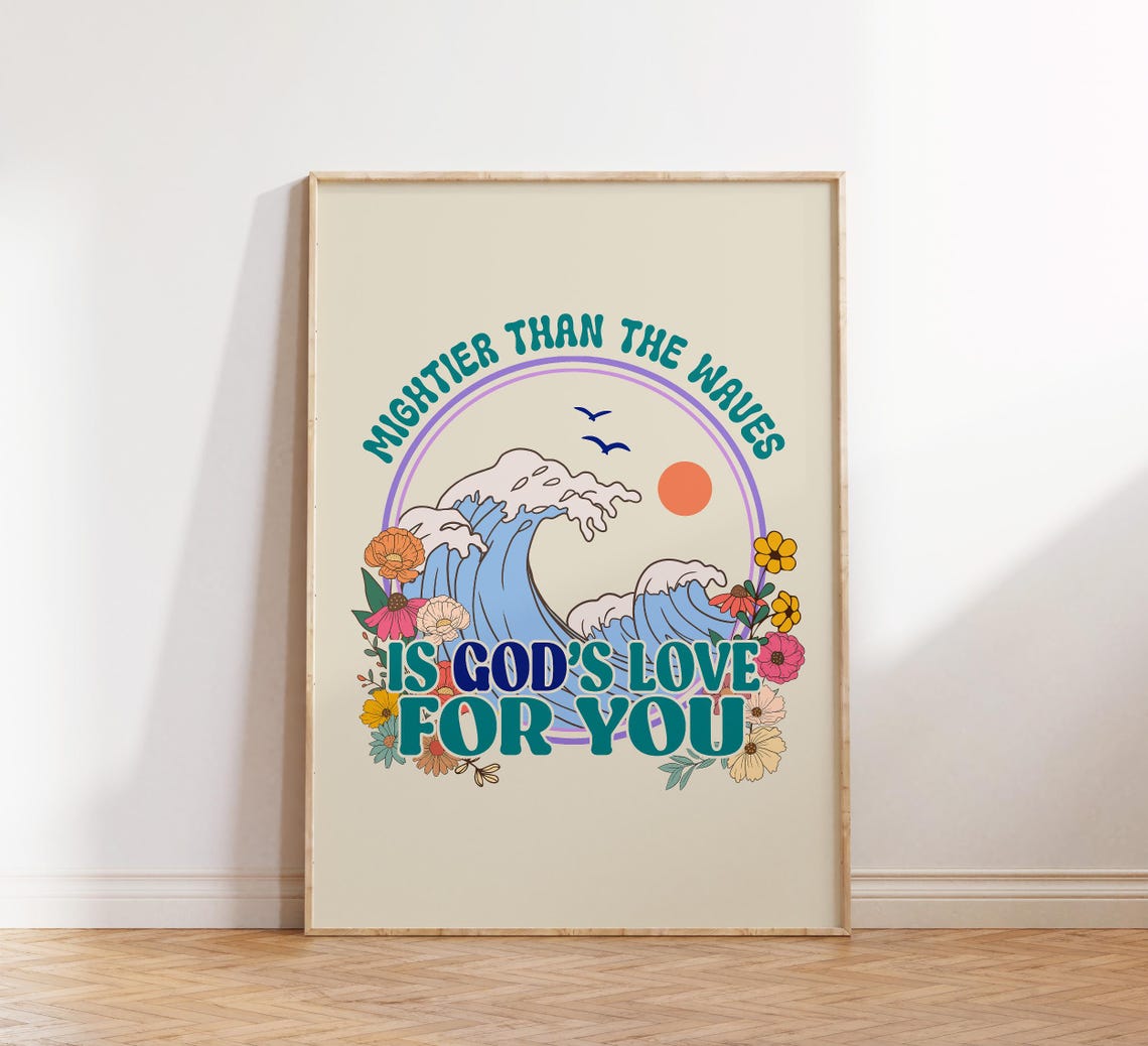 Mightier Than The Waves Is Gods Love For You Ocean Wave Poster - Image 3