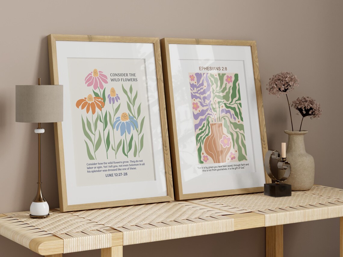 Set of Six Colorful Wildflower Bible Verse Scripture Art Prints - Image 5