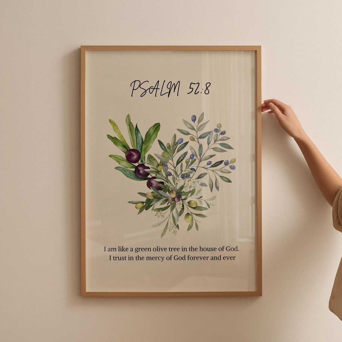 Watercolor Olive Branch Psalm 52 8 Verse Botanical Christian Poster - Image 4