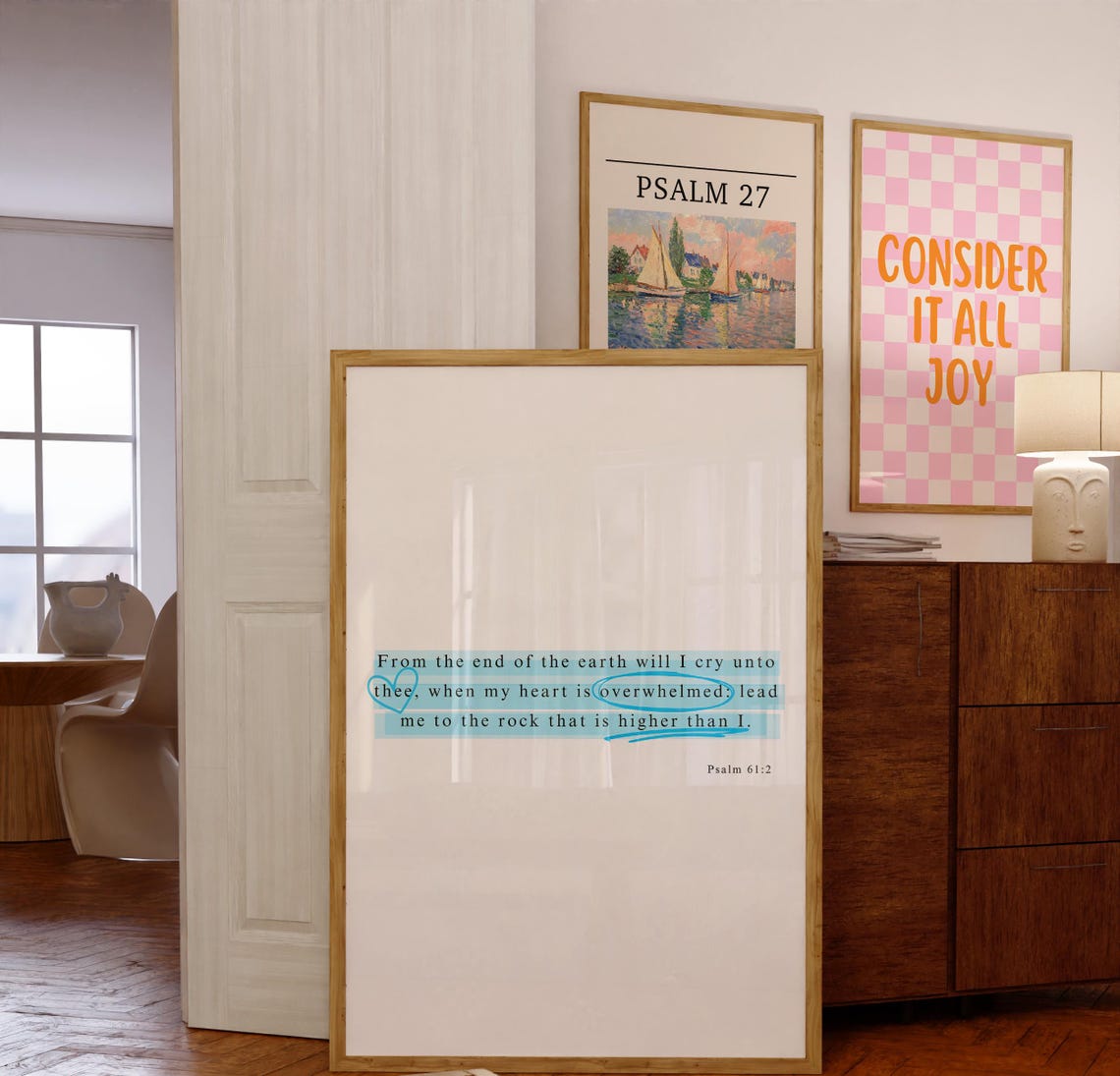 Psalm 612 Print Trendy Christian Wall Art Modern Scripture Wall Art Blue Highlighter Bible Verse Christian Poster - Image 3