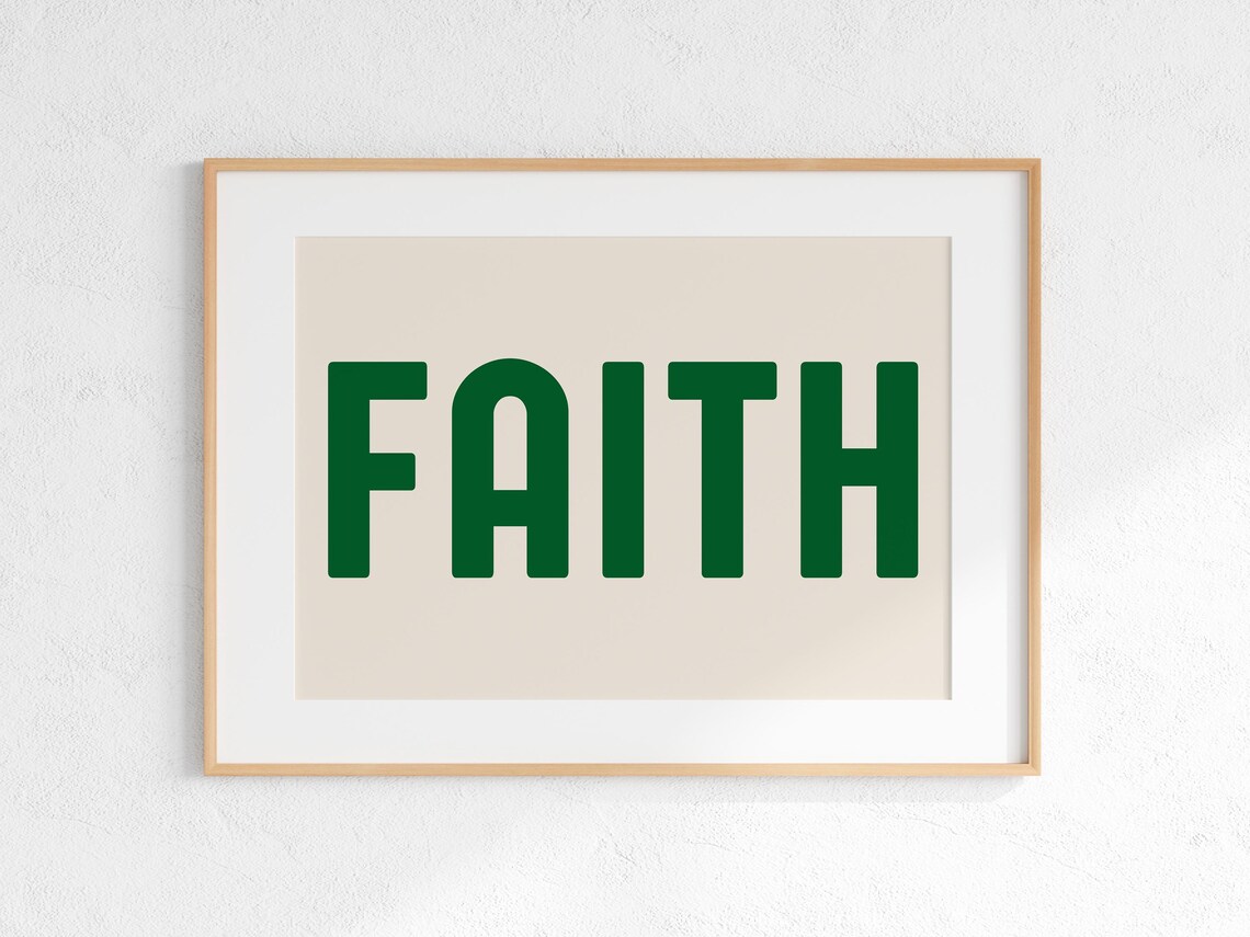 Faith Bold Green Letters Minimalist Christian Typography Poster - Image 5