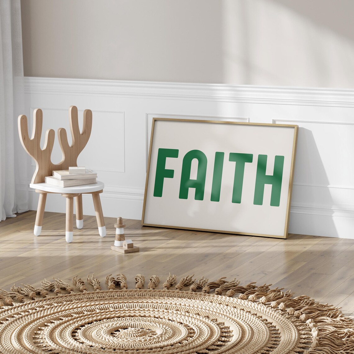 Faith Bold Green Letters Minimalist Christian Typography Poster - Image 2