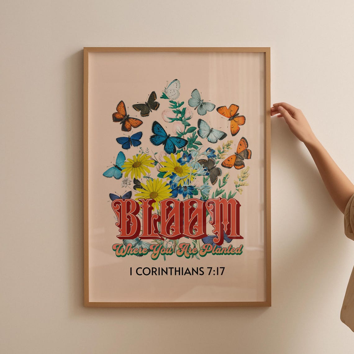Retro Christian Wall Print Corinthians Scripture Christian Poster Bible Verse Wall Decor Art Floral Poster - Image 4
