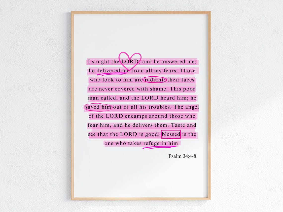 Psalm 344 8 Print Trendy Christian Wall Art Modern Scripture Wall Art Pink Poster Bible Verse Christian Poster - Image 3