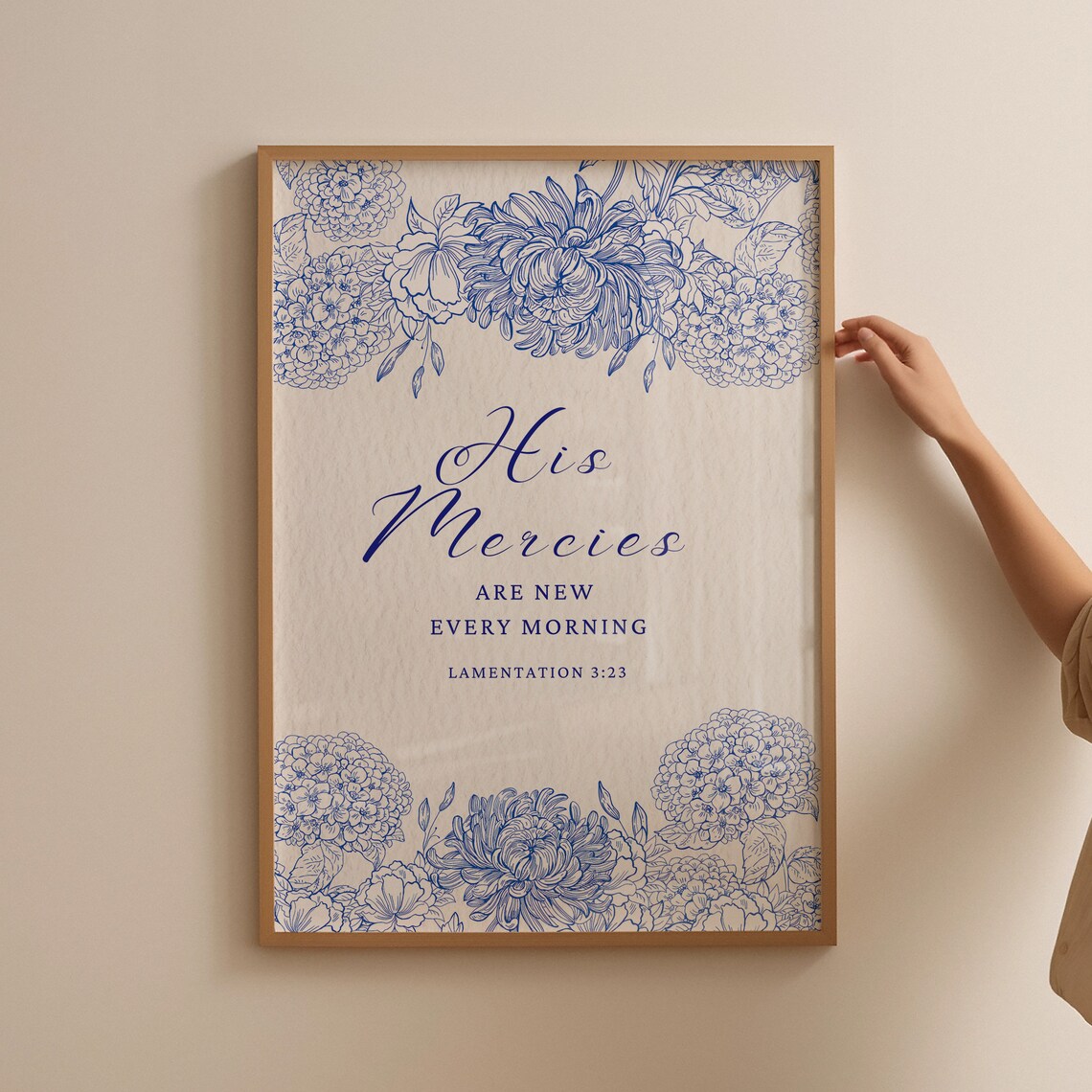 His Mercies Are New Every Morning Lamentation Blue Botanical Poster - Image 4