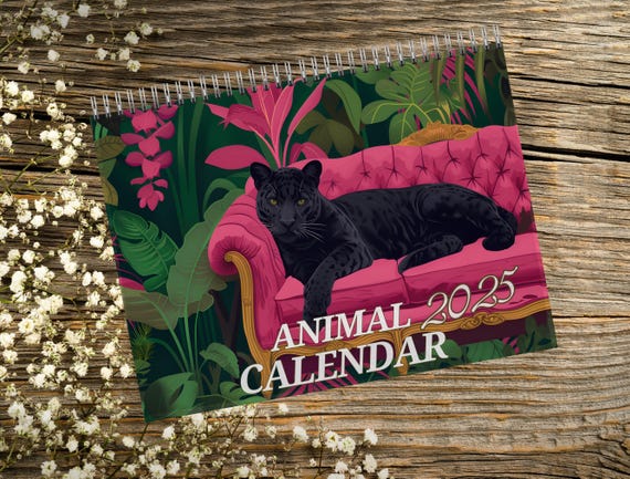 Maximalist 2025 Wall Calendar Illustrated Animal Art Monthly Planner Gift For Animal Lovers