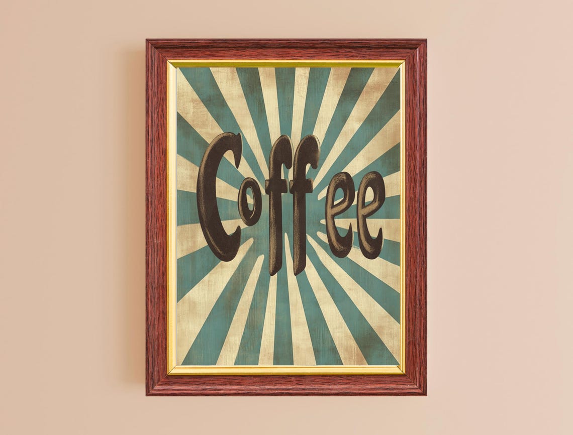 Kitchen Wall Art Print Retro Kitchen Coffee Poster Wall Decor For Dining Room - Image 2