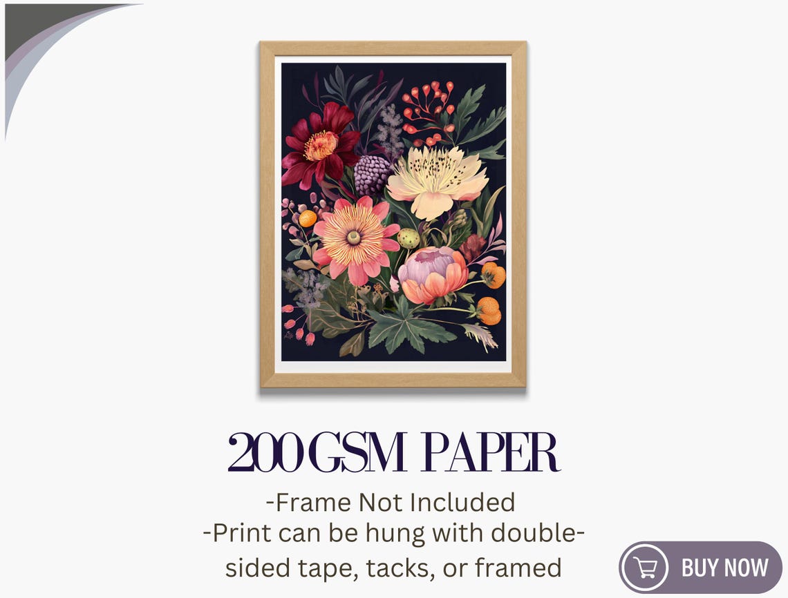 Moody Burgundy Peony Bouquet Dark Botanical Vintage Floral Art Print - Image 5
