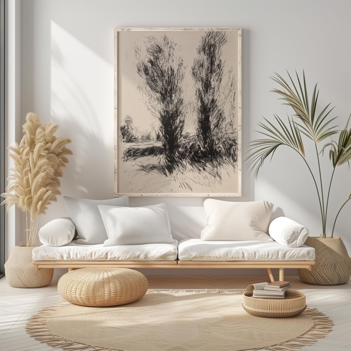 Whispering Trees In Monochrome Shadowy Grove Sketch Wall Art Ai Generated Ai Art Black And White Art - Image 4
