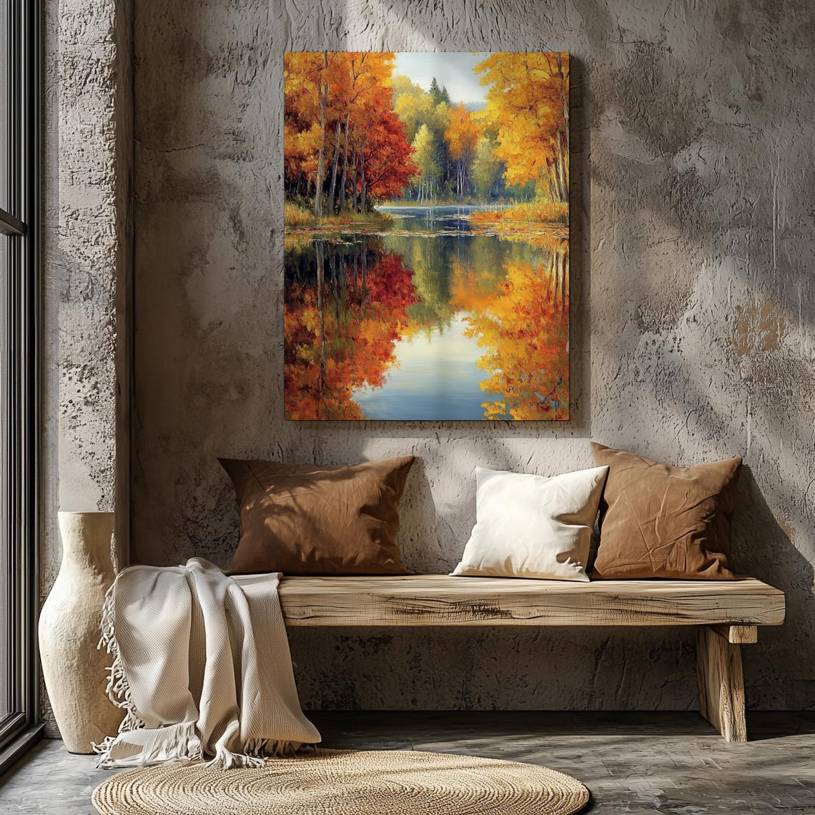 Autumn Forest Lake Reflection Vibrant Fall Foliage Mirror Water Poster - Image 5