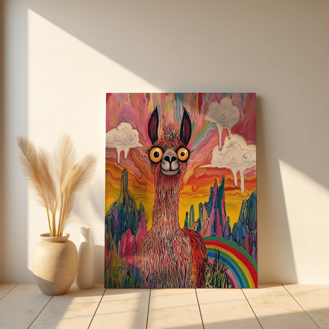 Surreal Psychedelic Llama Rainbow Fantasy Colorful Animal Poster - Image 2