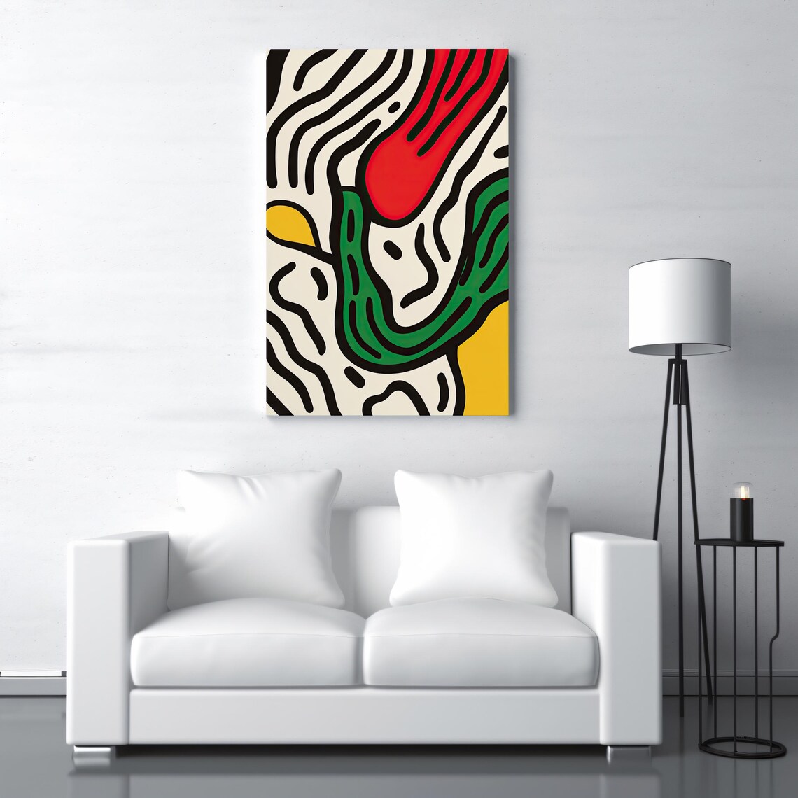 Vibrant Organic Abstract Shapes Red Green Yellow Bold Lines Poster - Image 3