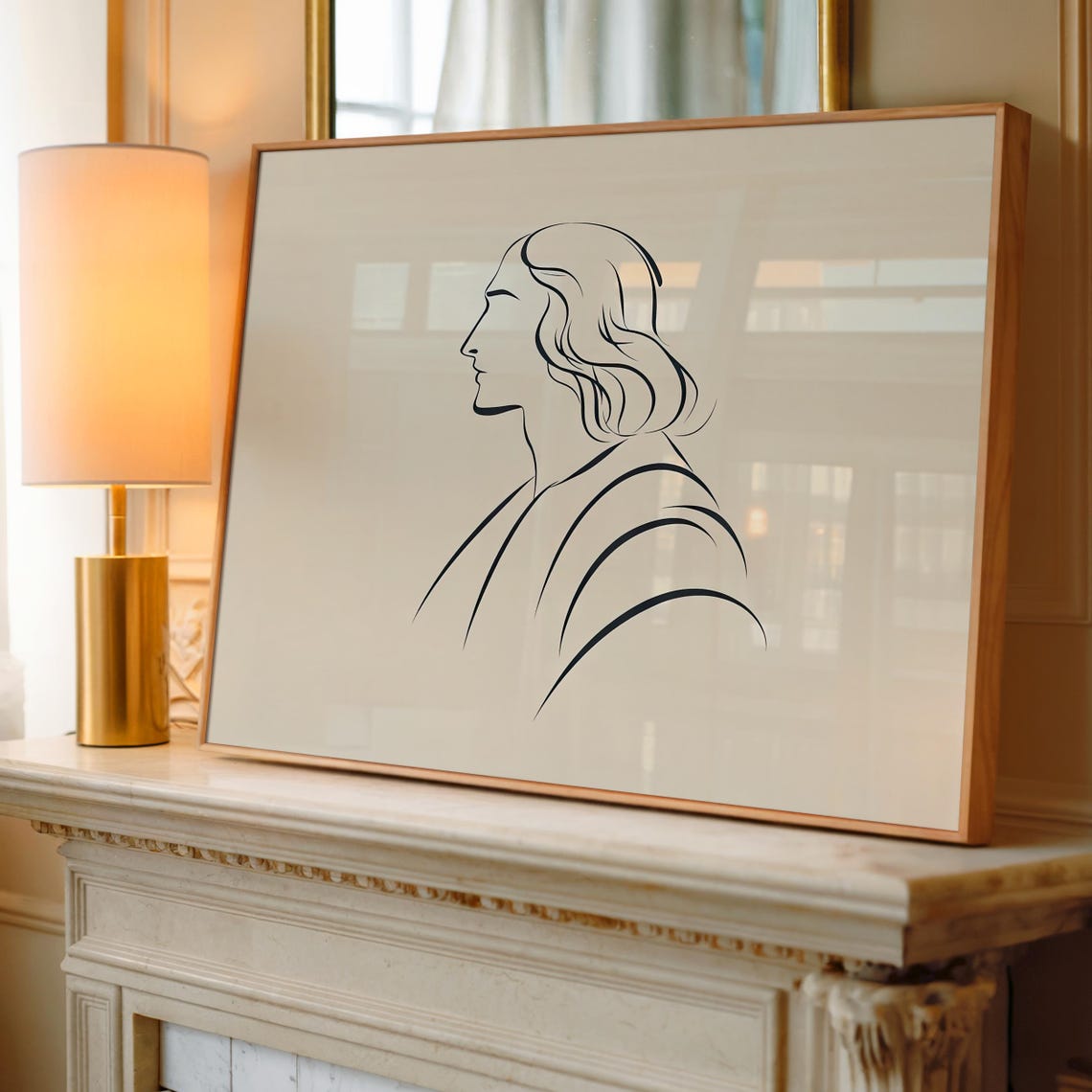 Minimalist Continuous Line Art Philosopher Profile Portrait Print - Image 2