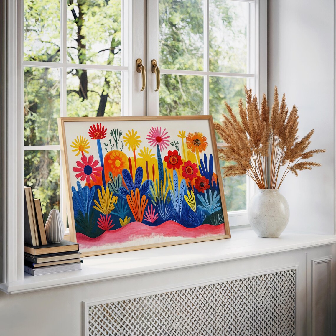 Matisse Inspired Garden Bold Colorful Cut Out Flowers Vibrant Wall Art Print - Image 6