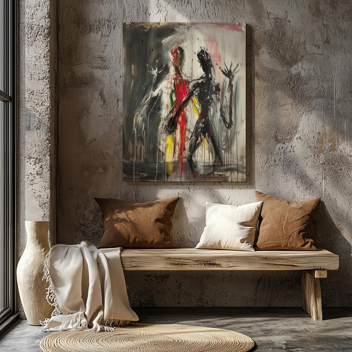 Expressionist Dual Figures Abstract Painting Red Black Drips Poster - Image 8
