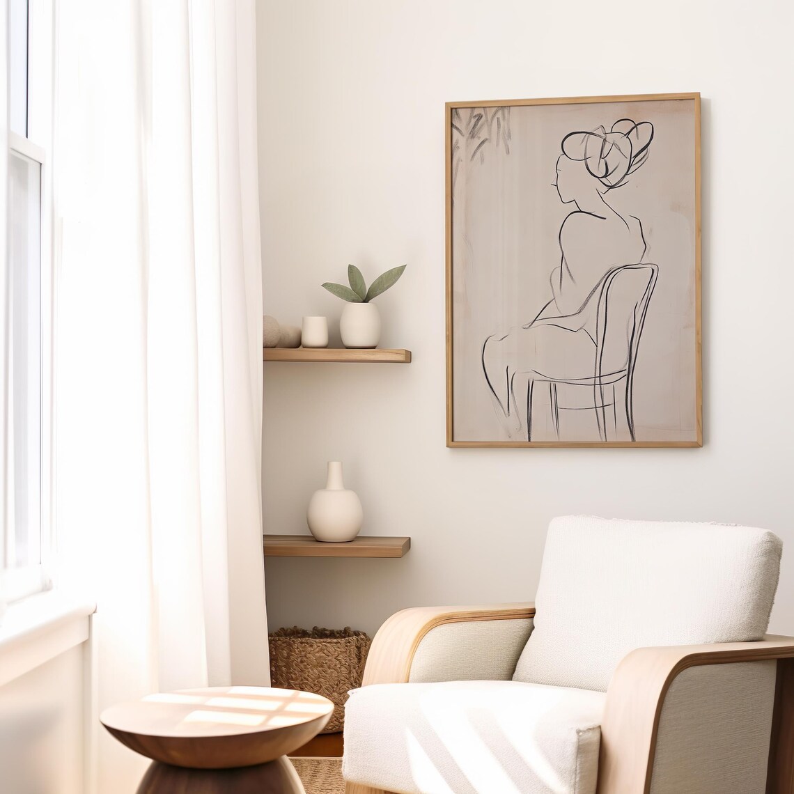 Seated Woman Elegant Line Art Contour Drawing Minimalist Figure Poster - Image 4