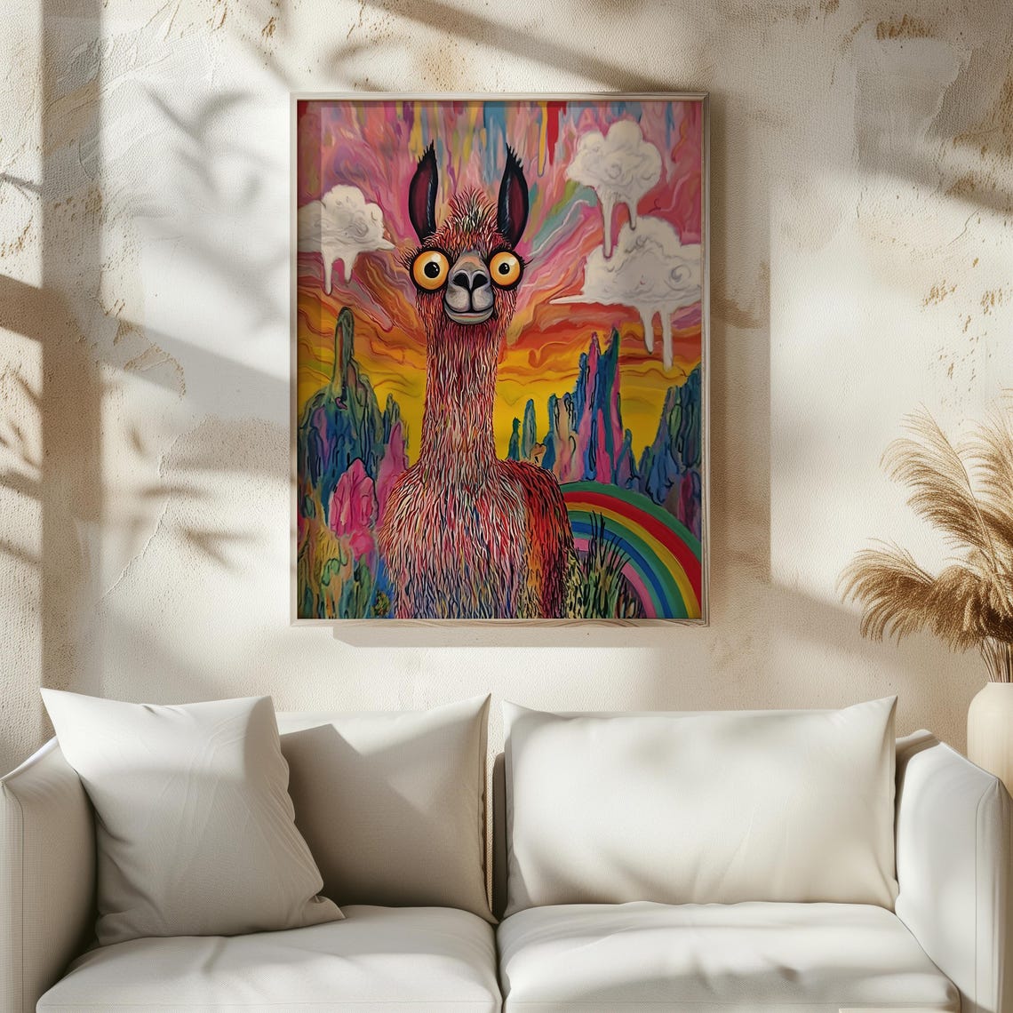 Surreal Psychedelic Llama Rainbow Fantasy Colorful Animal Poster - Image 8
