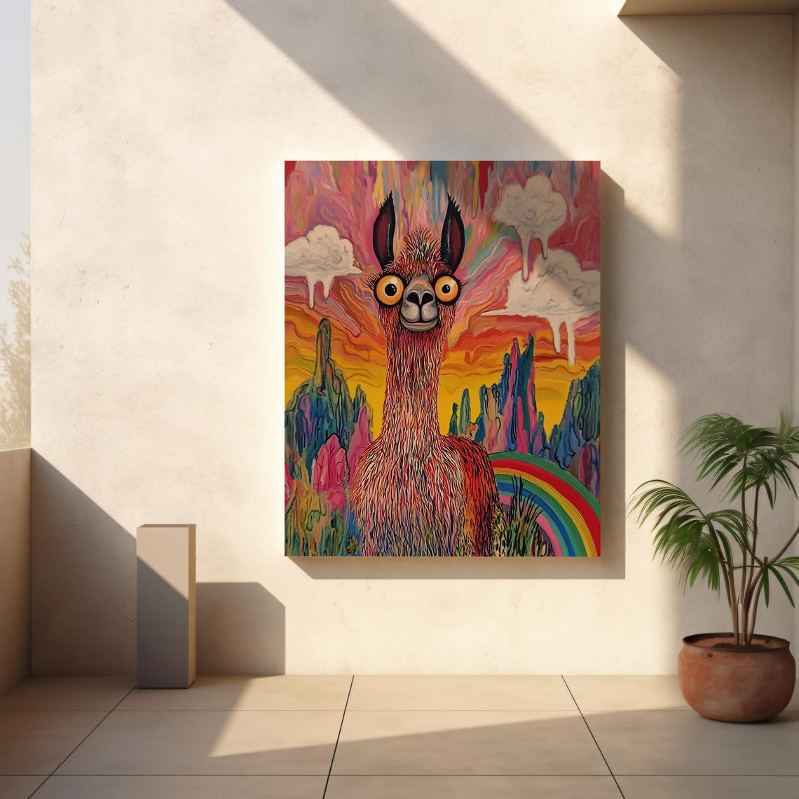 Surreal Psychedelic Llama Rainbow Fantasy Colorful Animal Poster - Image 4