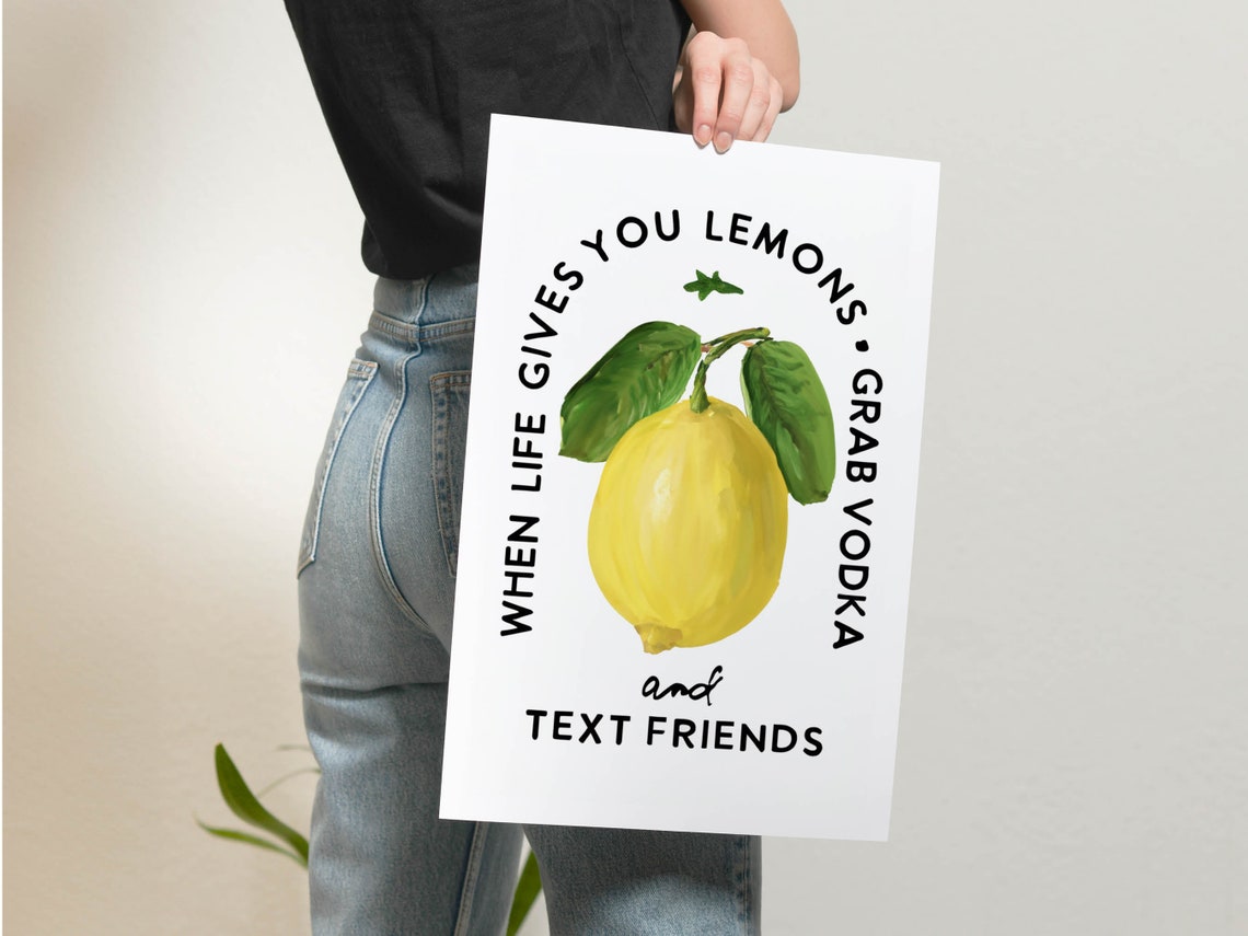 When Life Gives You Lemons Grab Vodka Funny Kitchen Bar Poster - Image 2