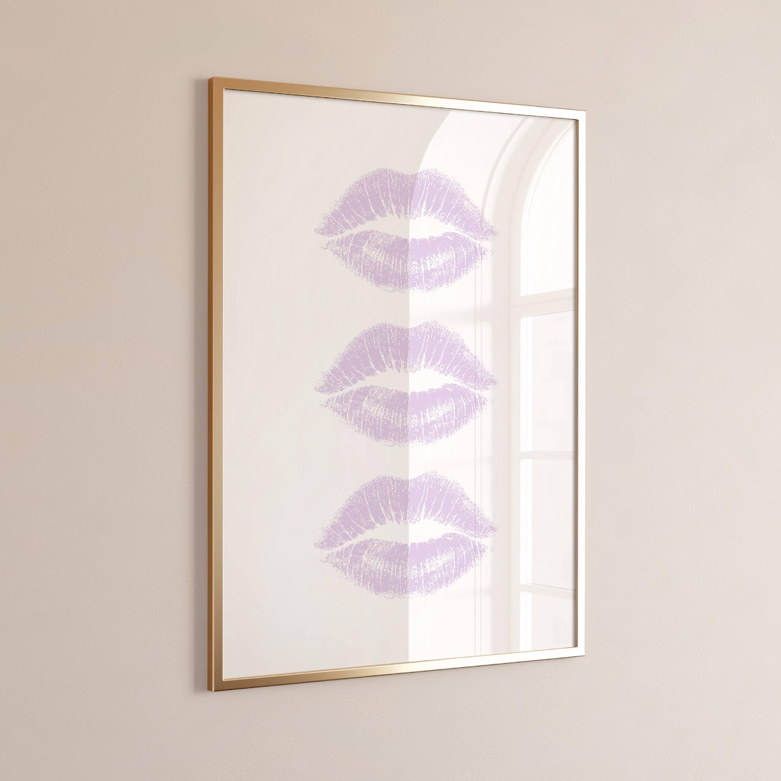 Lilac Lipstick Kiss Marks Triple Coquette Chic Dorm Room Poster
