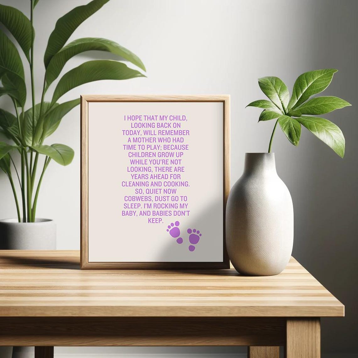 Babies Dont Keep Poem Purple Text Cream Background Mom Gift Poster