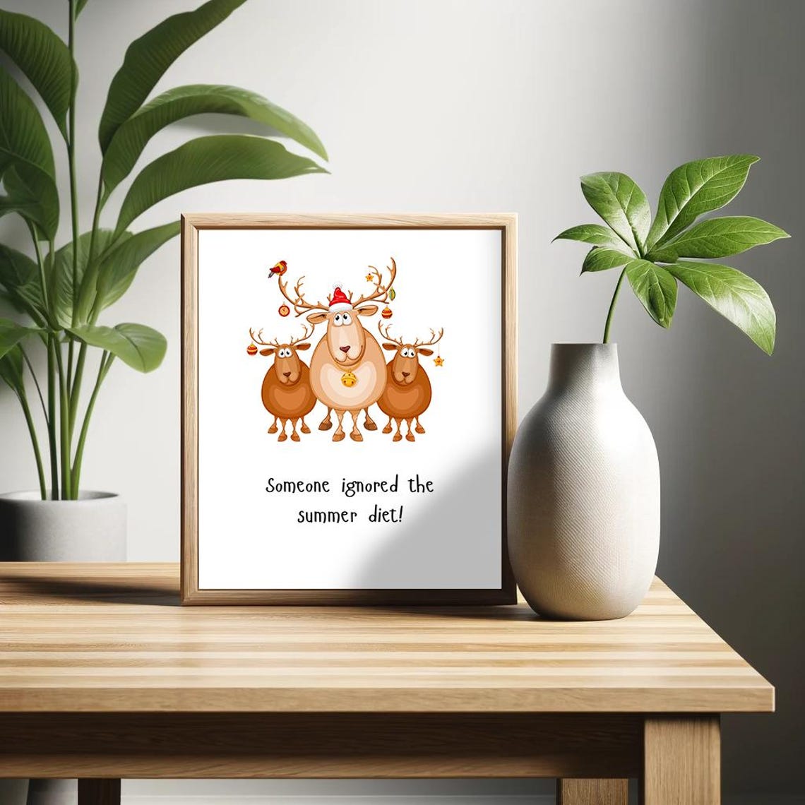 Ignored The Summer Diet Funny Reindeer Christmas Cartoon Poster - Image 2