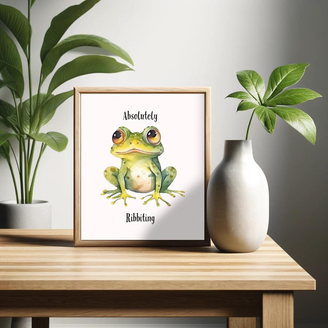 Absolutely Ribbiting Poster Sarcastic Words Retro Wall Art Frog Enthusiast