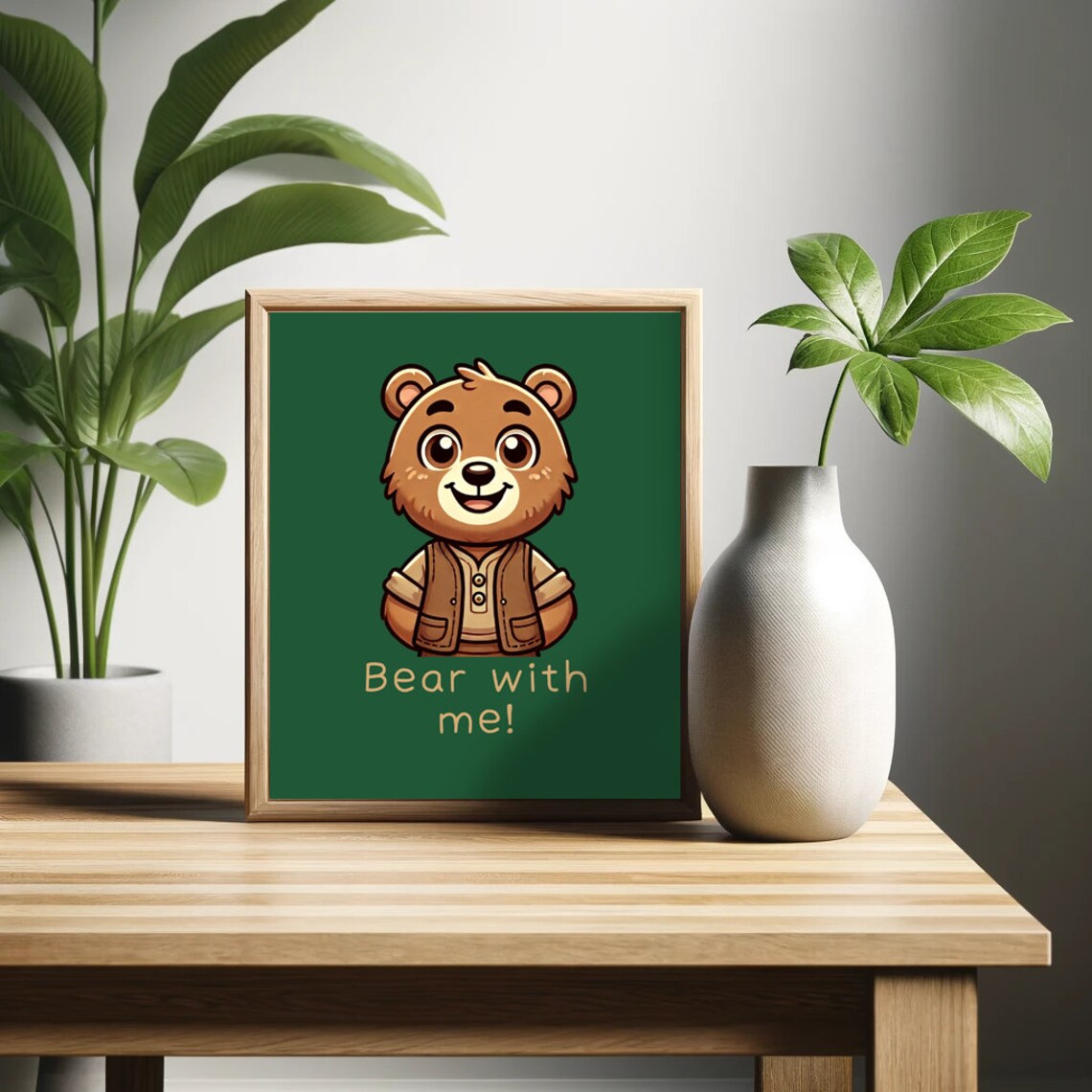 Bear With Me Poster Cute Teddy Bear Retro Wall Art