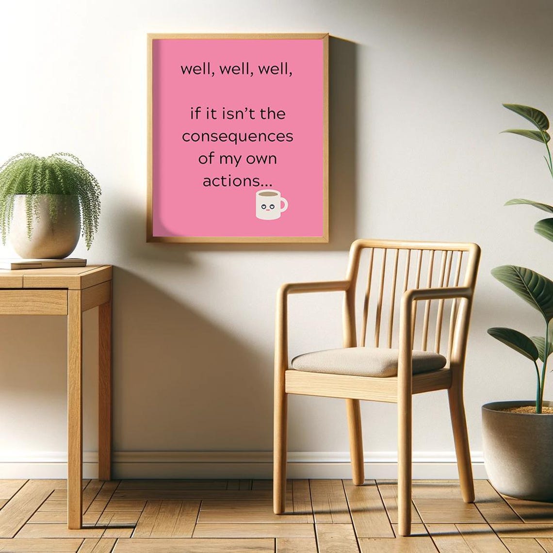 Well Well Well Consequences of My Own Actions Funny Pink Poster - Image 2