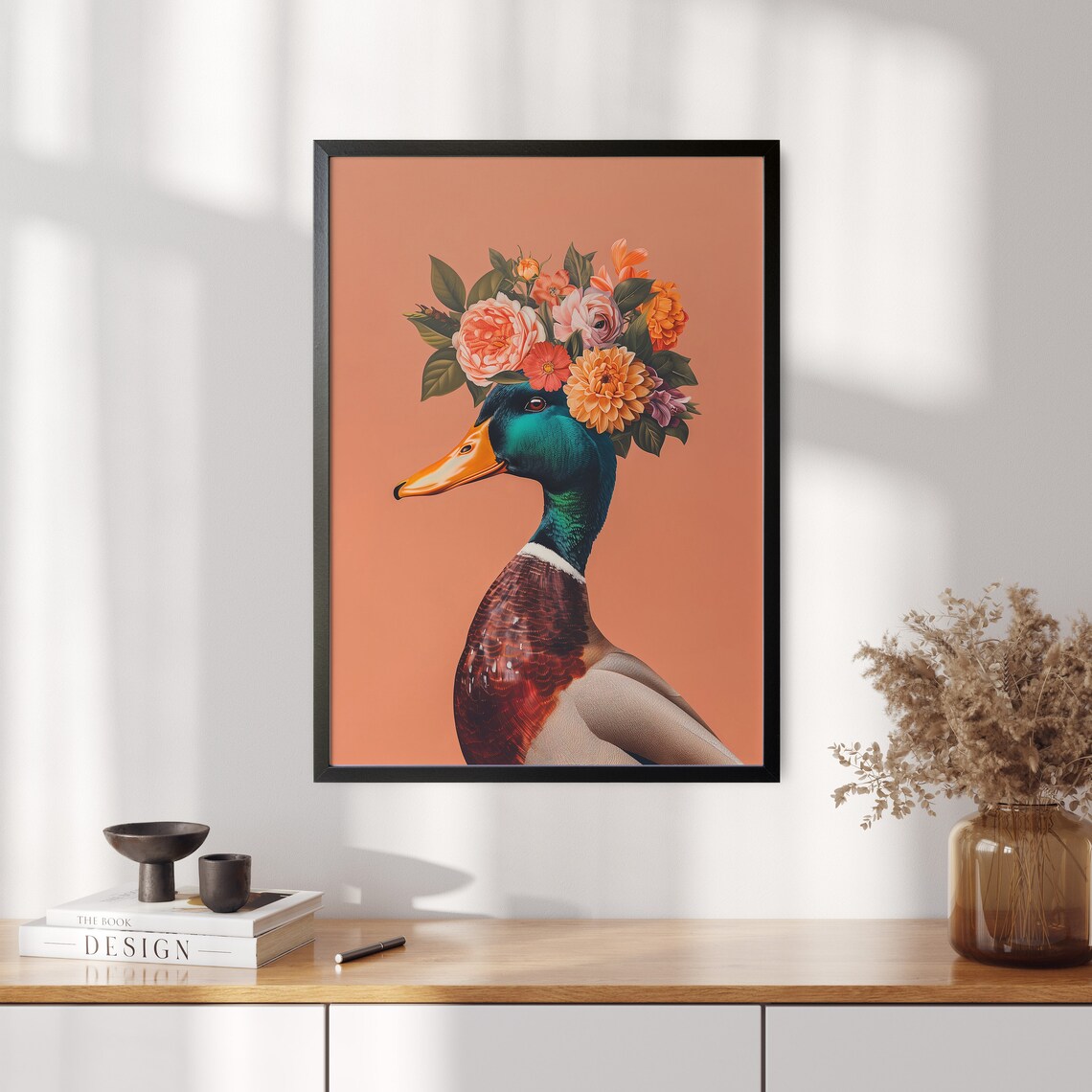 Colourful Mallard Duck Illustration Poster Print - Image 6