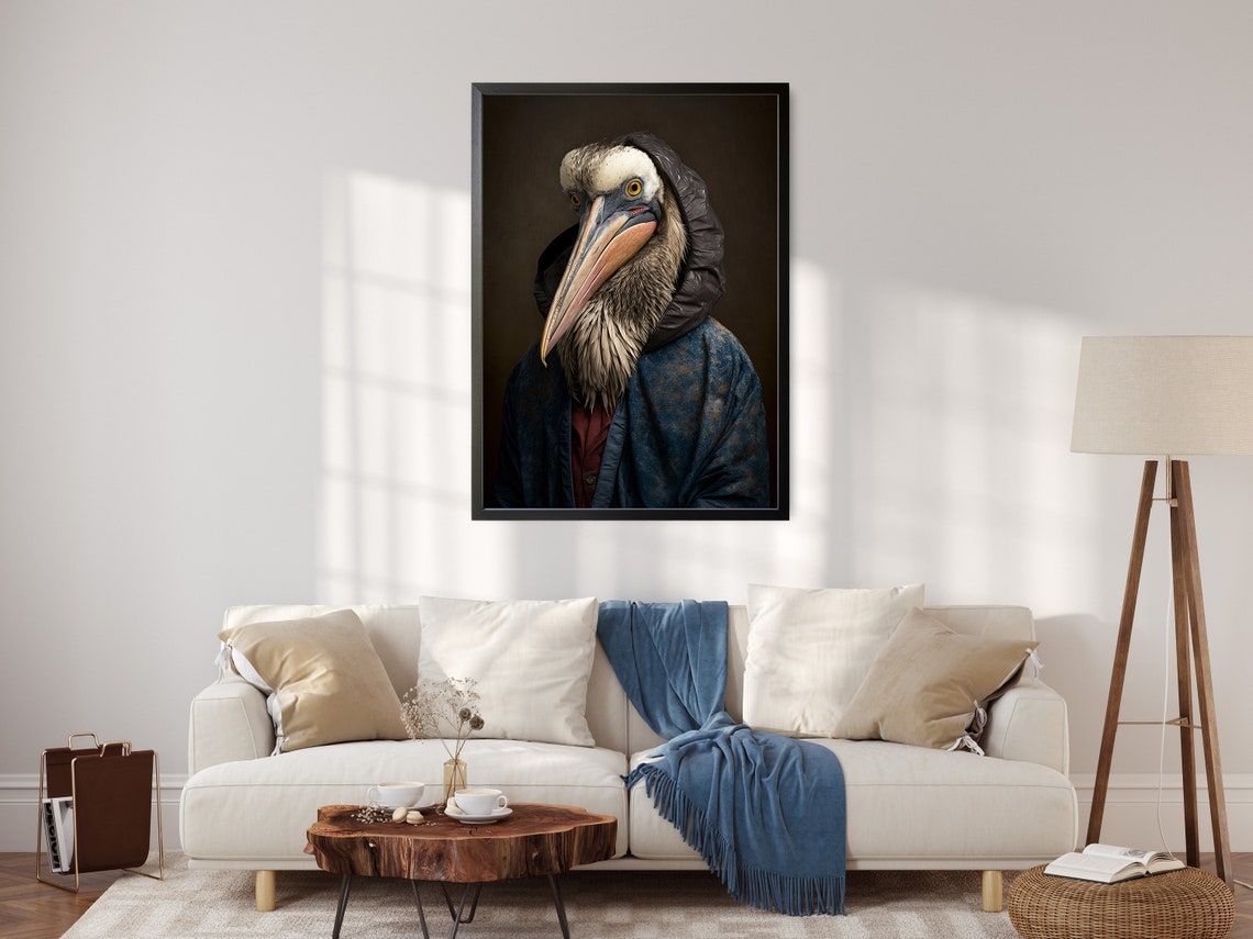 Stern Pelican in a Hooded Cloak Dark Renaissance Portrait Poster - Image 3