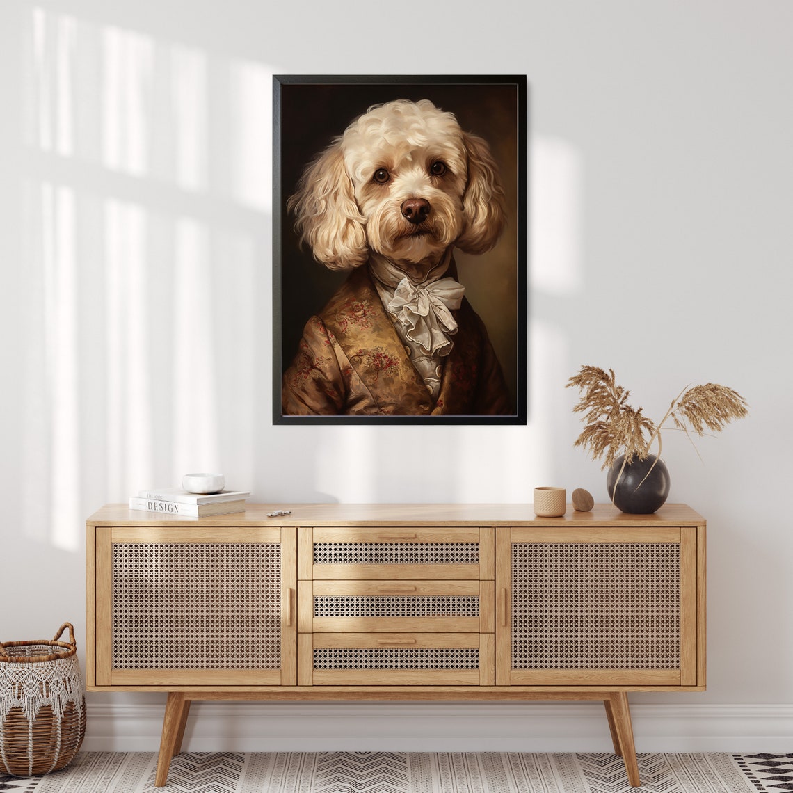Regal Cream Curly Coated Dog Baroque Renaissance Portrait Poster - Image 4