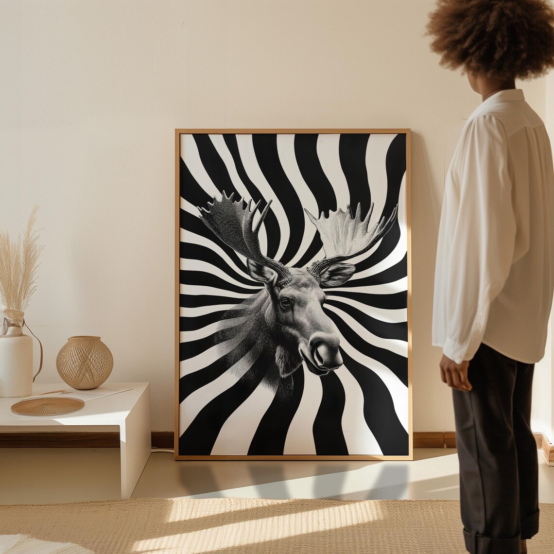 Abstract Moose Canvas Print Optical Illusion Animal Art