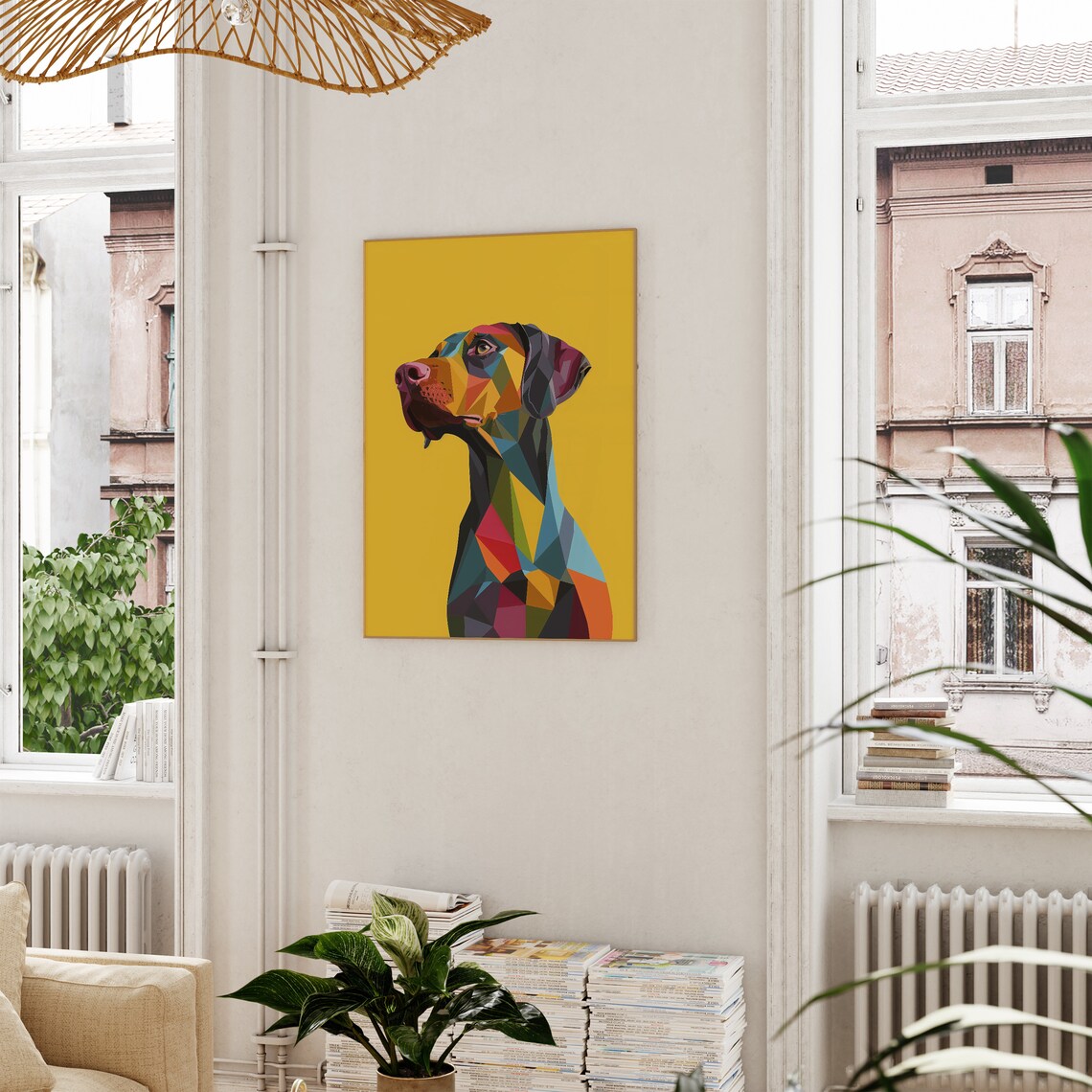 Weimaraner Colourful Minimalist Dog Portrait Poster - Image 3