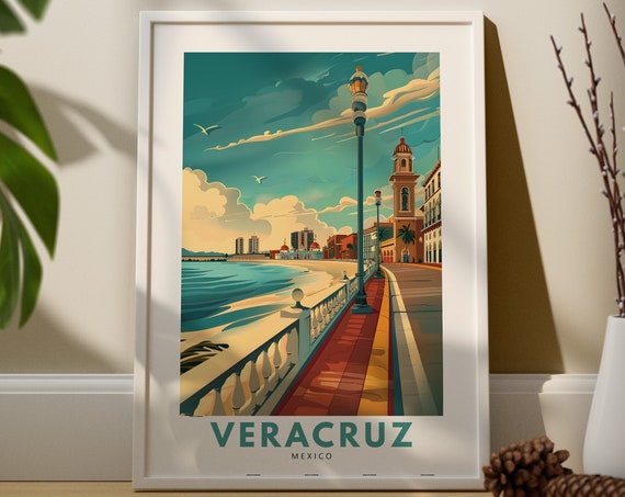 Veracruz Travel Print Poster Mexico Wall Decor Art Hang