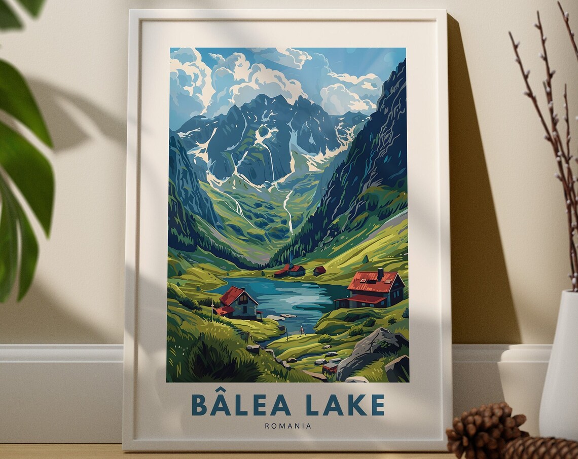 Breathtaking Balea Lake Romania Alpine Mountain Lake Vintage Travel Poster