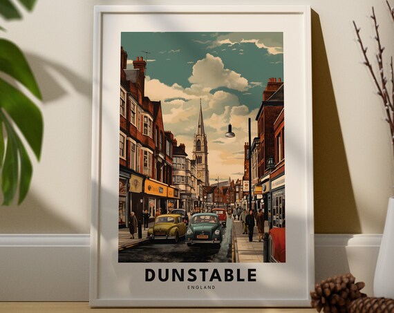 Dunstable Travel Print Wall Art Hanging Home Dcor Bedfordshire Gift Lovers City Poster